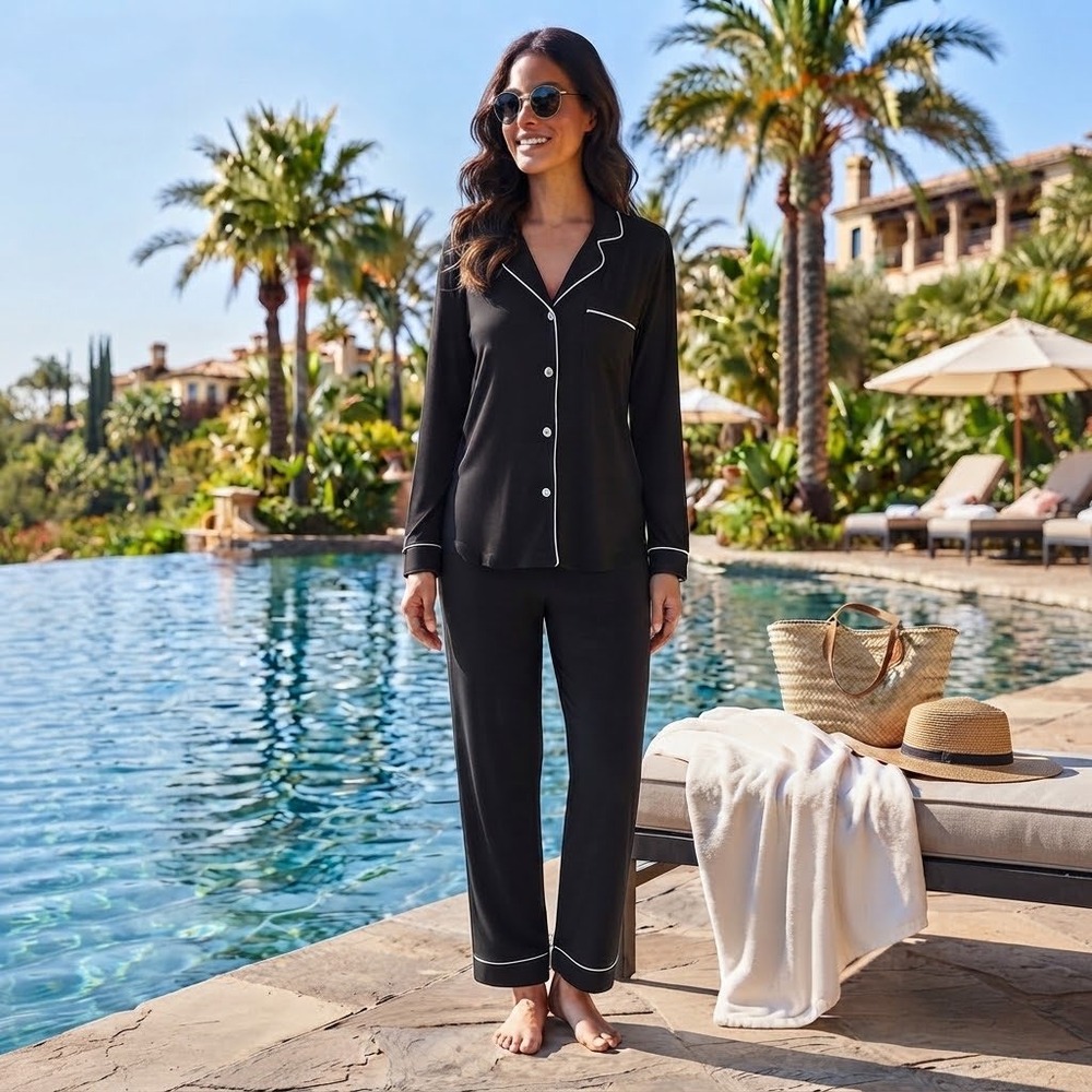 Cosabella NWOT Women S Pajama Set Black Pima Cotton Modal Two Piece